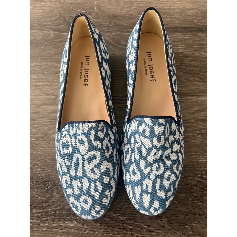 Jon Josef Gatsby Leopard Print Woven Smoking Slipper Loafers Made in Spain 7M